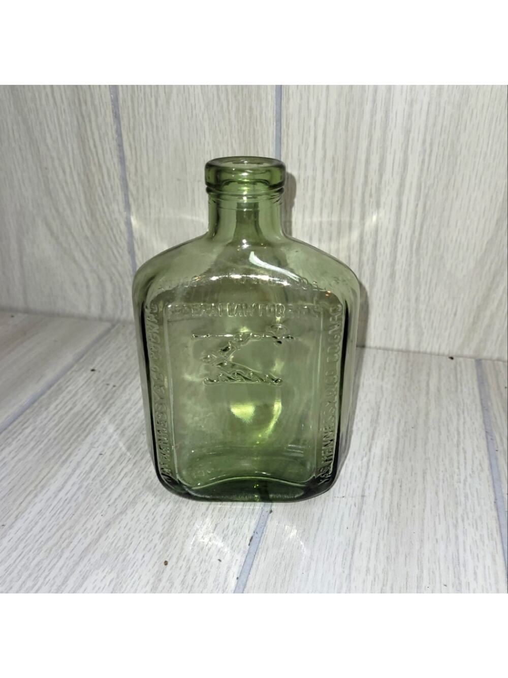 Vntg Prohibition Era Jas Hennessey Cognac Green Glass Bottle Rare Liquor Bottle